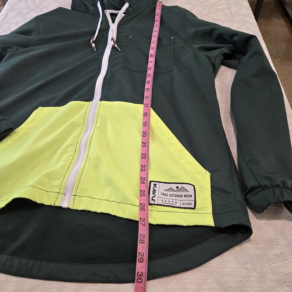 Kavu True Outdoor Wear Windbreaker Hiking Hood Full Zip, Pockets Green Sz Medium - Picture 4 of 6